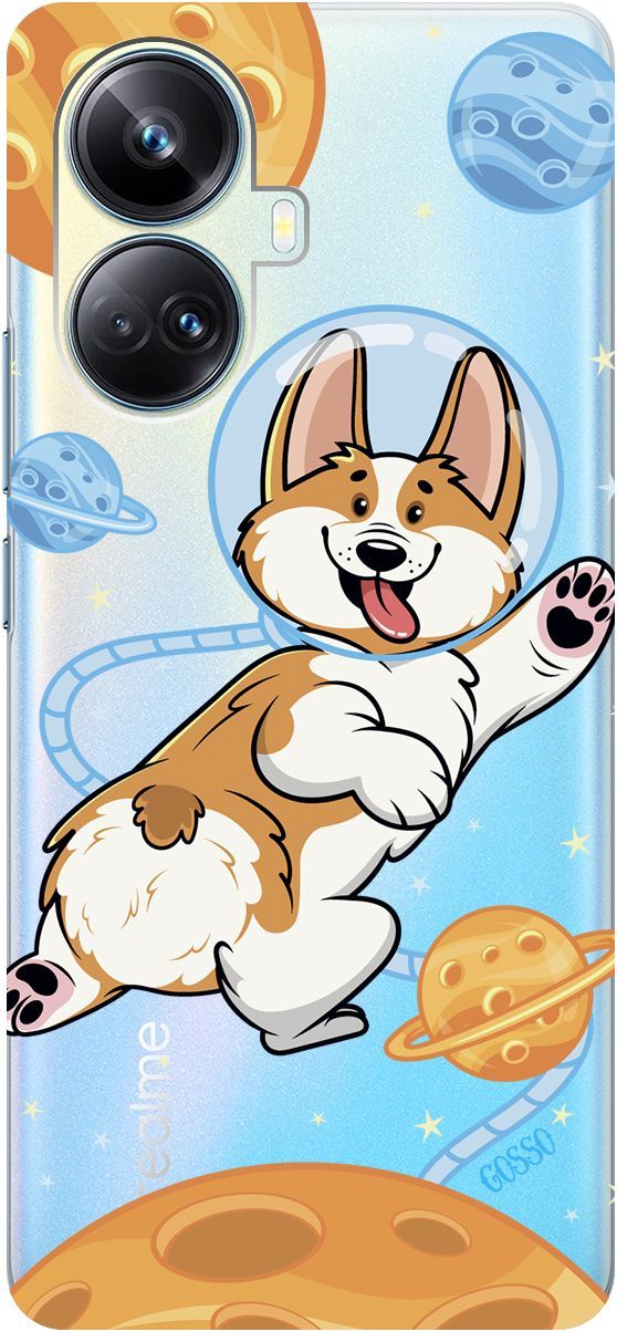 

Чехол на Realme 10 Pro+ "CosmoCorgi" прозрачный, Прозрачный;коричневый, 158639