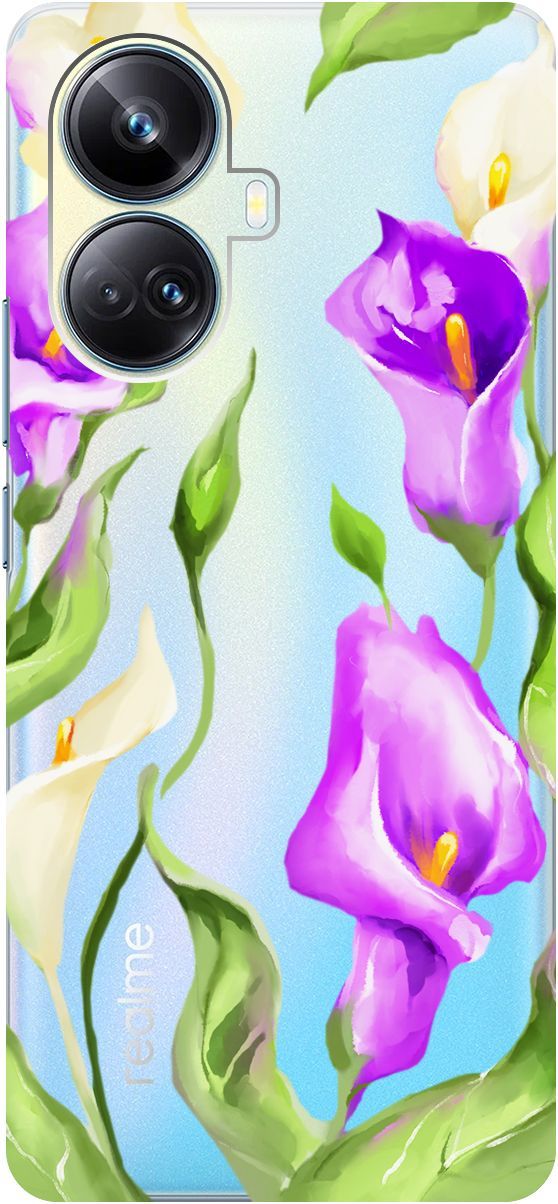 

Чехол на Realme 10 Pro+ "Amazing Callas" прозрачный, Прозрачный;фиолетовый, 158640