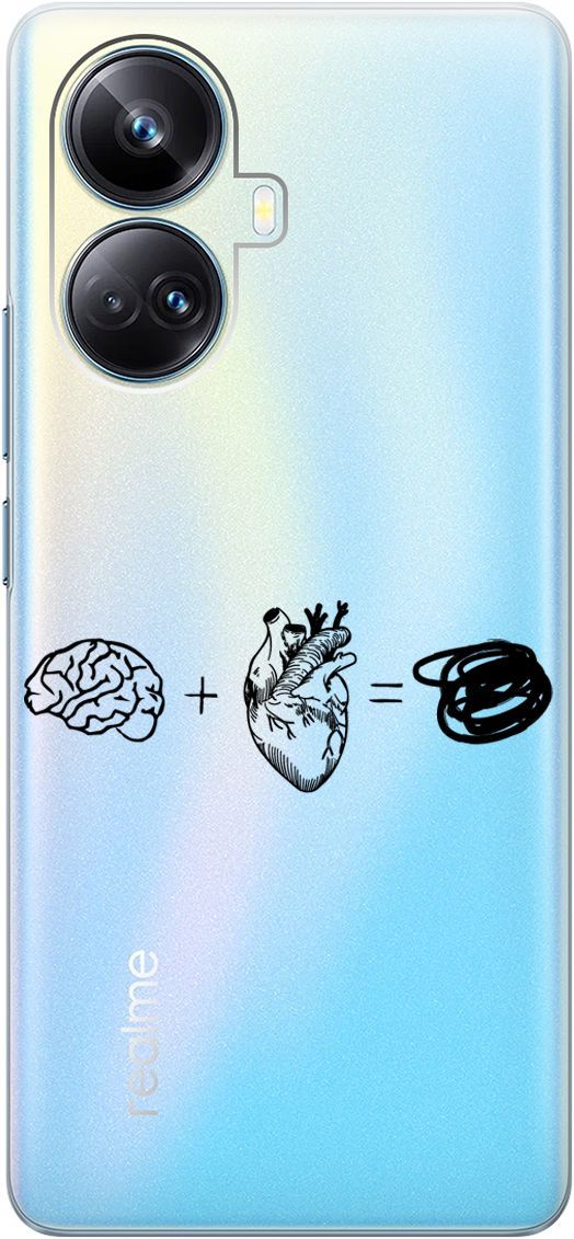 

Чехол на Realme 10 Pro+ "Brain Plus Heart" прозрачный, Прозрачный;черный, 158640