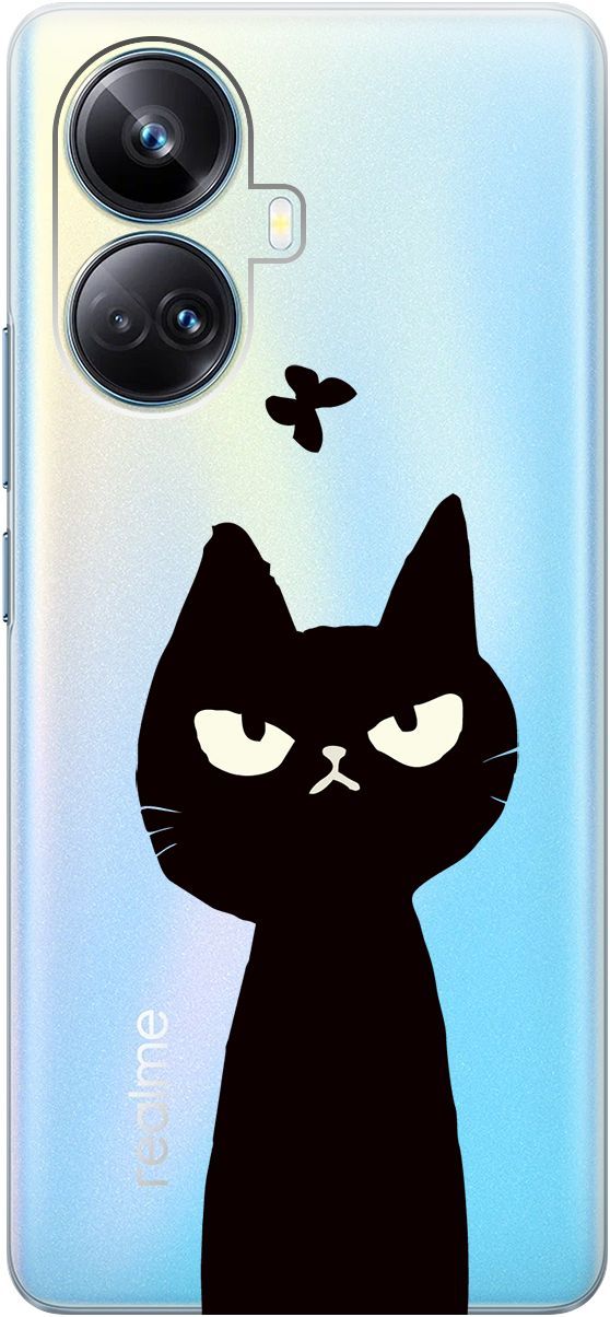 

Чехол на Realme 10 Pro+ "Disgruntled Cat" прозрачный, Прозрачный;черный, 158640