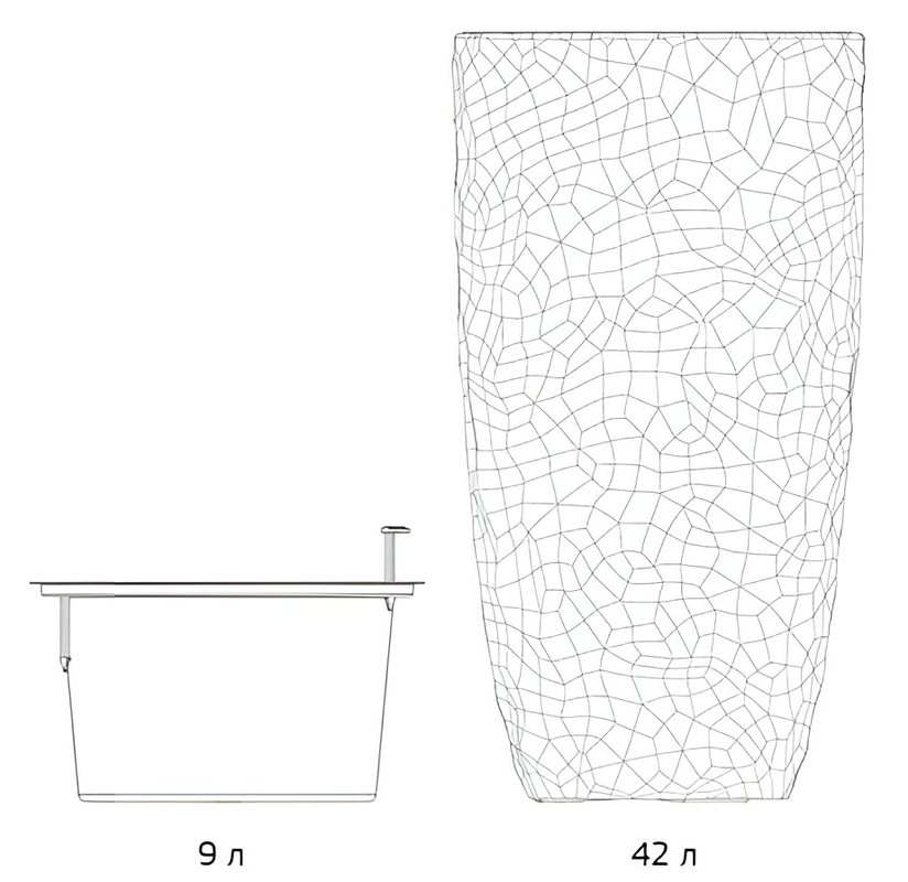 Кашпо МОЗАИКА D340 мм, H630 мм, со вставкой кремовый, М 3410