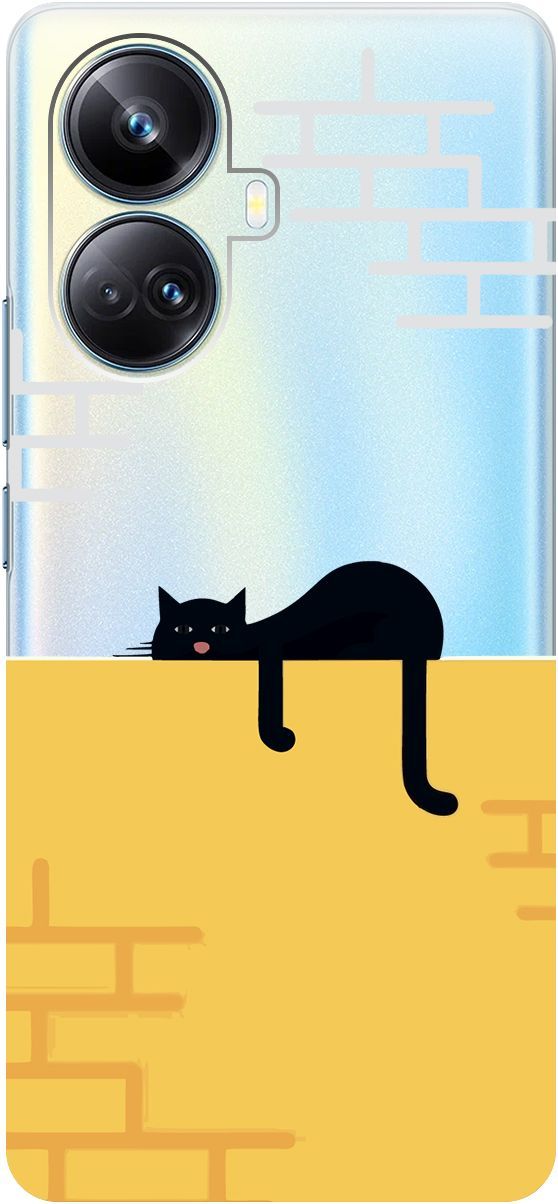 

Чехол на Realme 10 Pro+ "Lazy Cat" прозрачный, Прозрачный;желтый, 158640