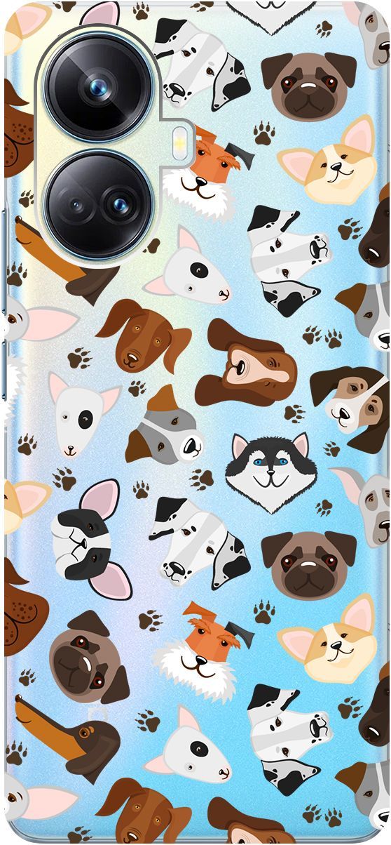 

Чехол на Realme 10 Pro+ "Dogs Pattern" прозрачный, Прозрачный;коричневый, 158640