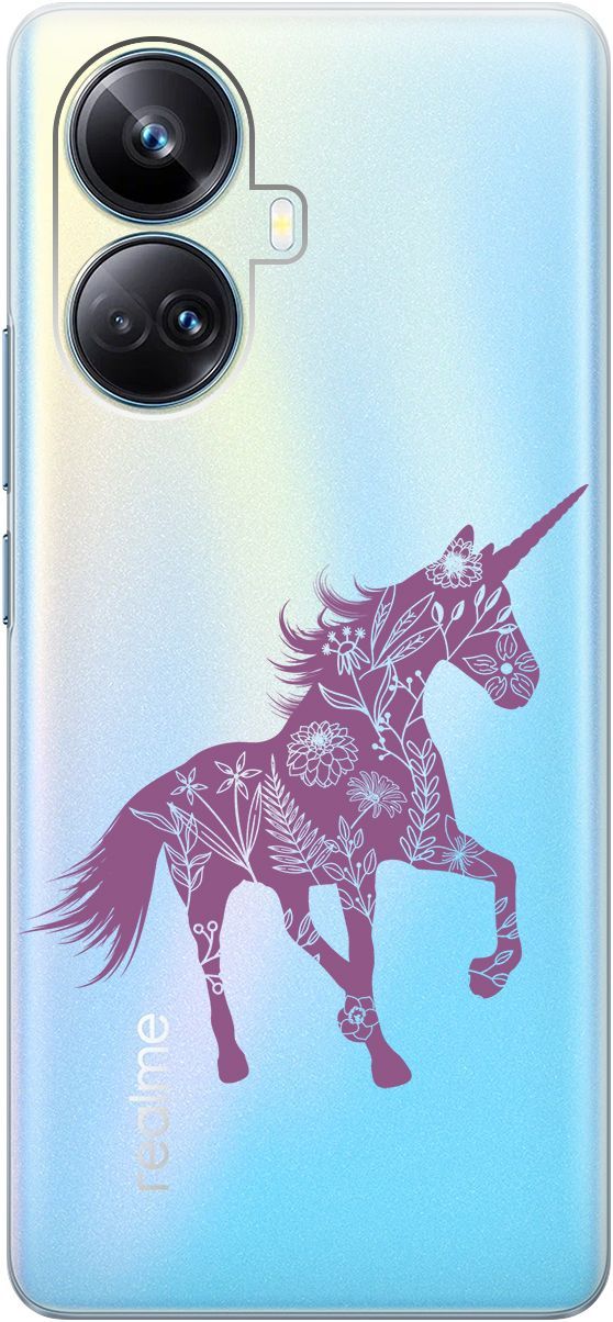 

Чехол на Realme 10 Pro+ "Floral Unicorn" прозрачный, Прозрачный;фиолетовый, 158640