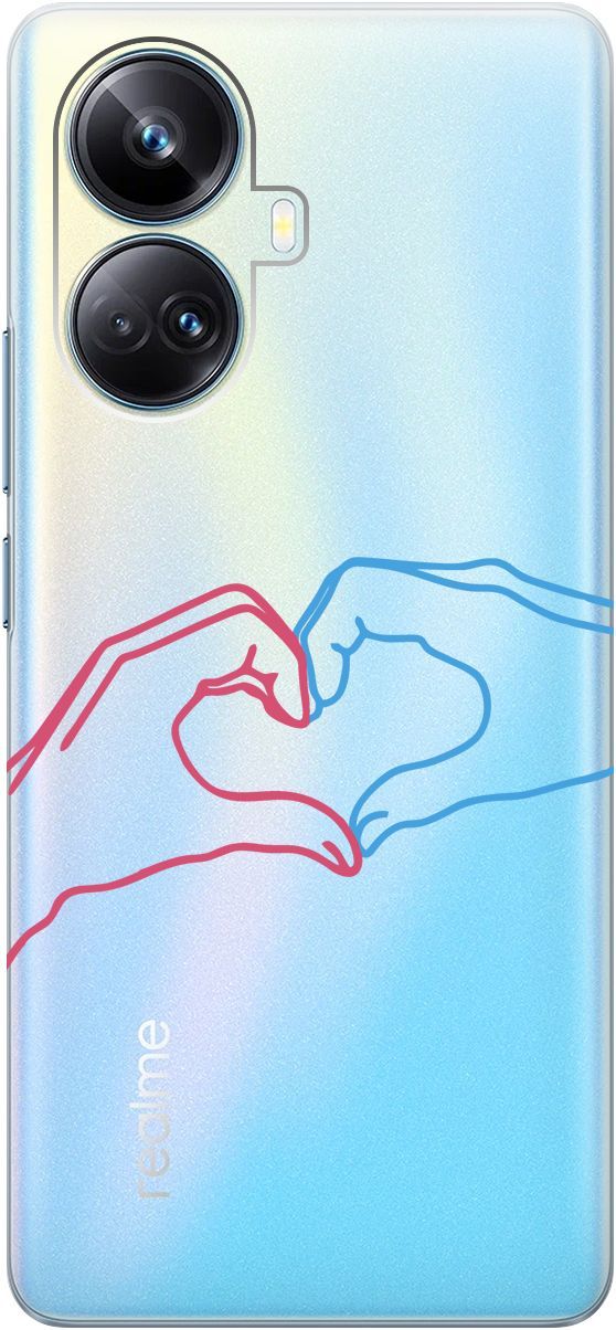 

Чехол на Realme 10 Pro+ "Fall in Love" прозрачный, Прозрачный;голубой, 158641