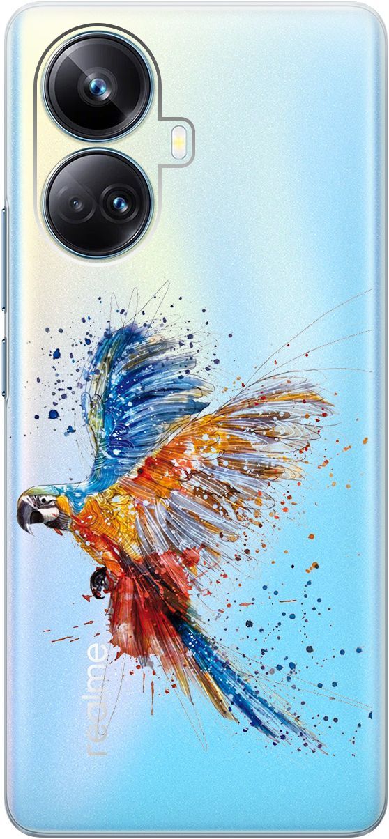 

Чехол на Realme 10 Pro+ "Colorful Parrot" прозрачный, Прозрачный;голубой, 158641