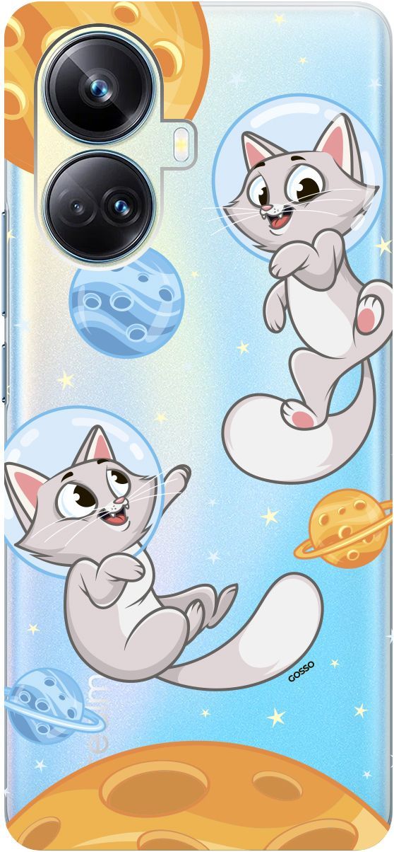 

Чехол на Realme 10 Pro+ "CosmoCats" прозрачный, Прозрачный;оранжевый, 158641