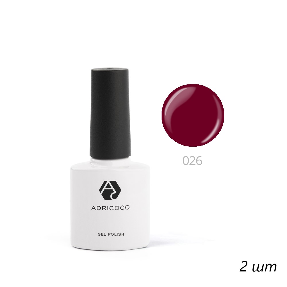 Цветной гель-лак для ногтей AdriCoco №026 бордовый 8 мл 2 шт