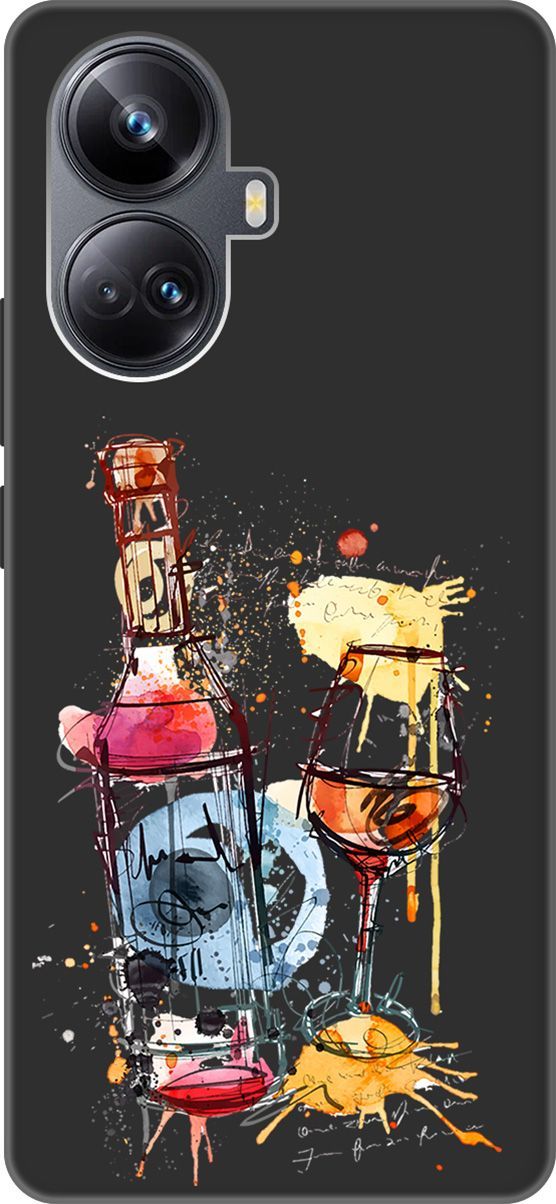 

Чехол на Realme 10 Pro+ "Aquarelle Wine" черный, Черный;голубой, 158642