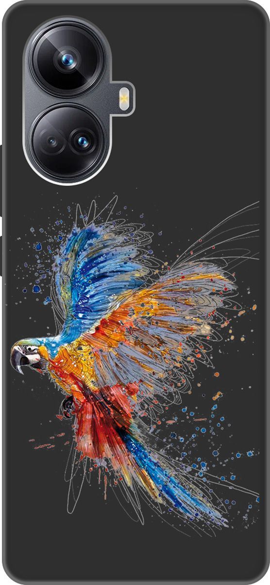 

Чехол на Realme 10 Pro+ "Colorful Parrot" черный, Черный;красный, 158642