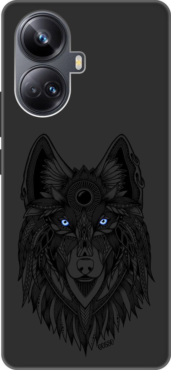 

Чехол на Realme 10 Pro+ "Grand Wolf" черный, Черный;голубой, 158642