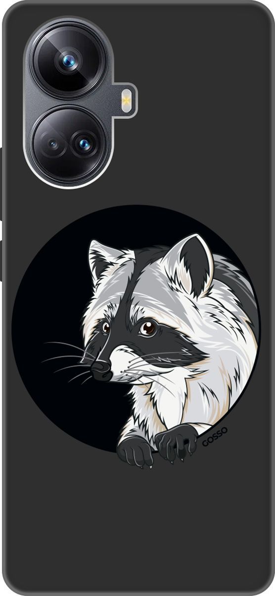 

Чехол на Realme 10 Pro+ "Raccon in a Hollow" черный, Черный;белый, 158642