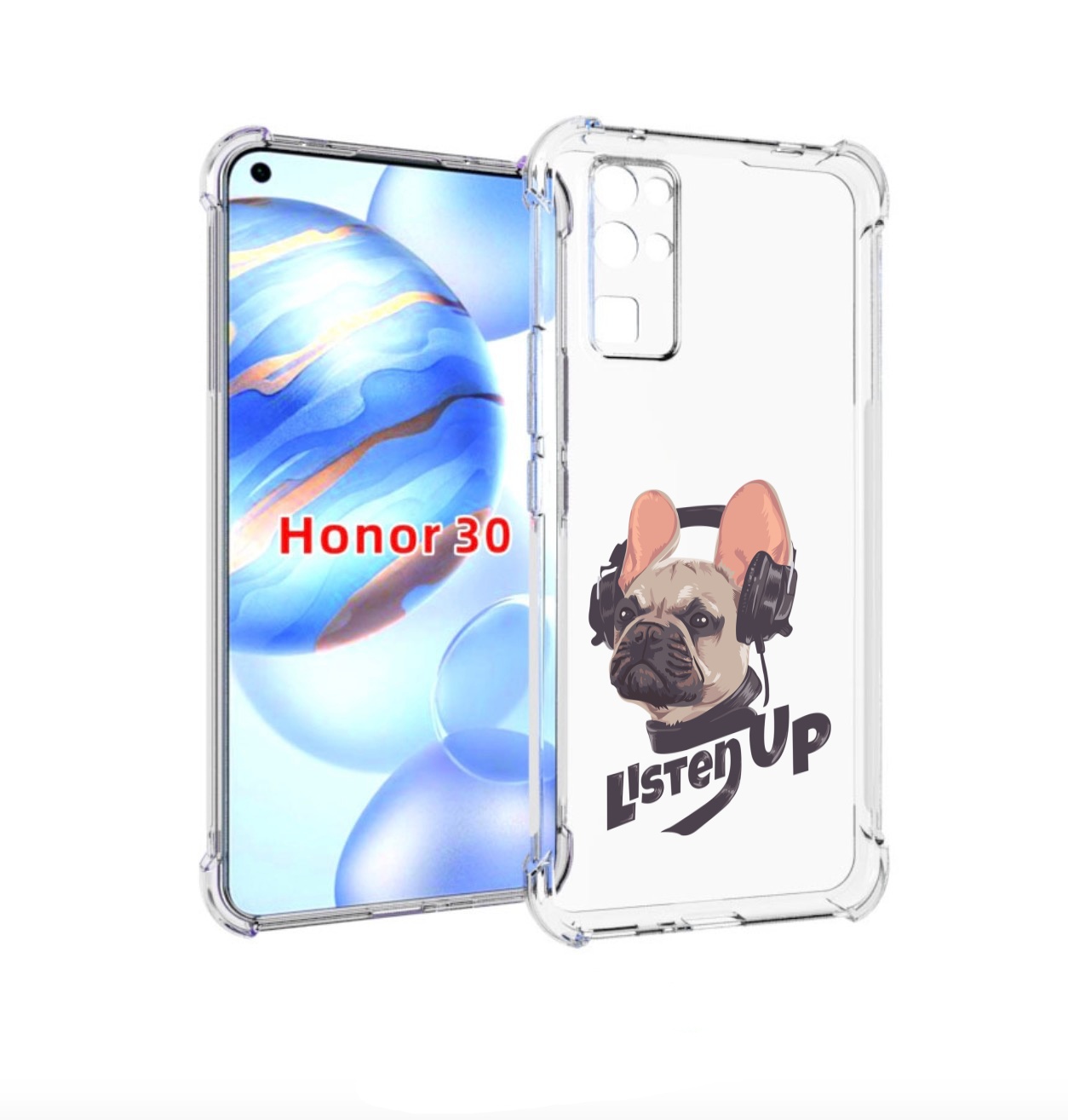 

Чехол бампер MyPads бульдог-слушает-музыку для Honor 30 (BMH-AN1, Прозрачный, Tocco