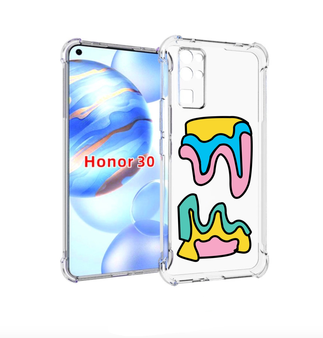 

Чехол бампер MyPads вытекающая-абстракция для Honor 30 (BMH-AN10, Прозрачный, Tocco