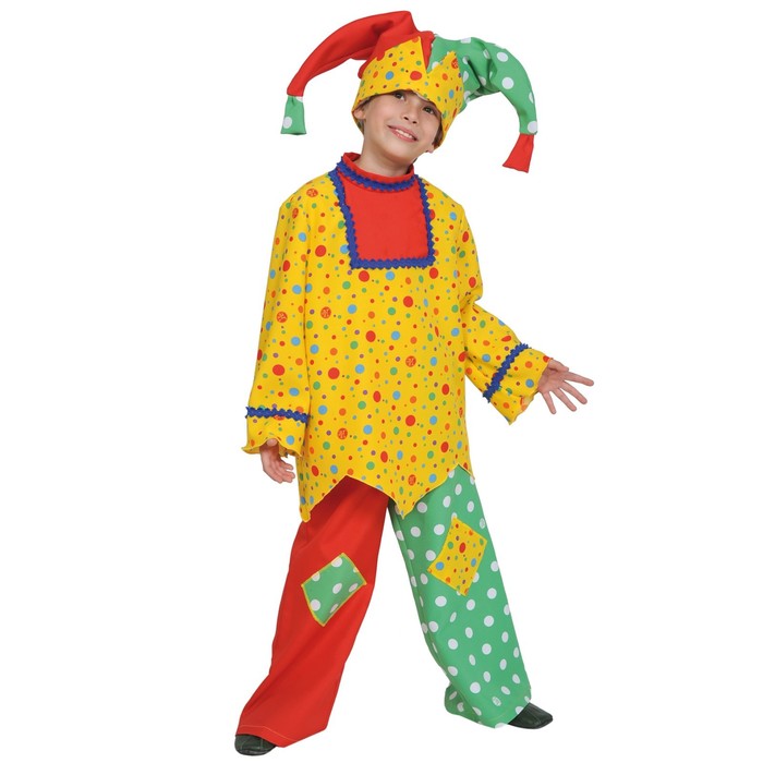 

Карнавальный костюм "Скоморох", рубашка, брюки, колпак, рост 122-128 см