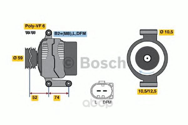 

0 986 047 910 генератор 150A Citroen Jumper, Fiat Ducato, Ford Transit, Peugeot Boxer 06>
