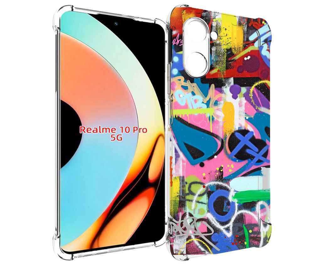 

Чехол бампер MyPads абстракция-графити для Realme 10 Pro противо..., Прозрачный, Tocco