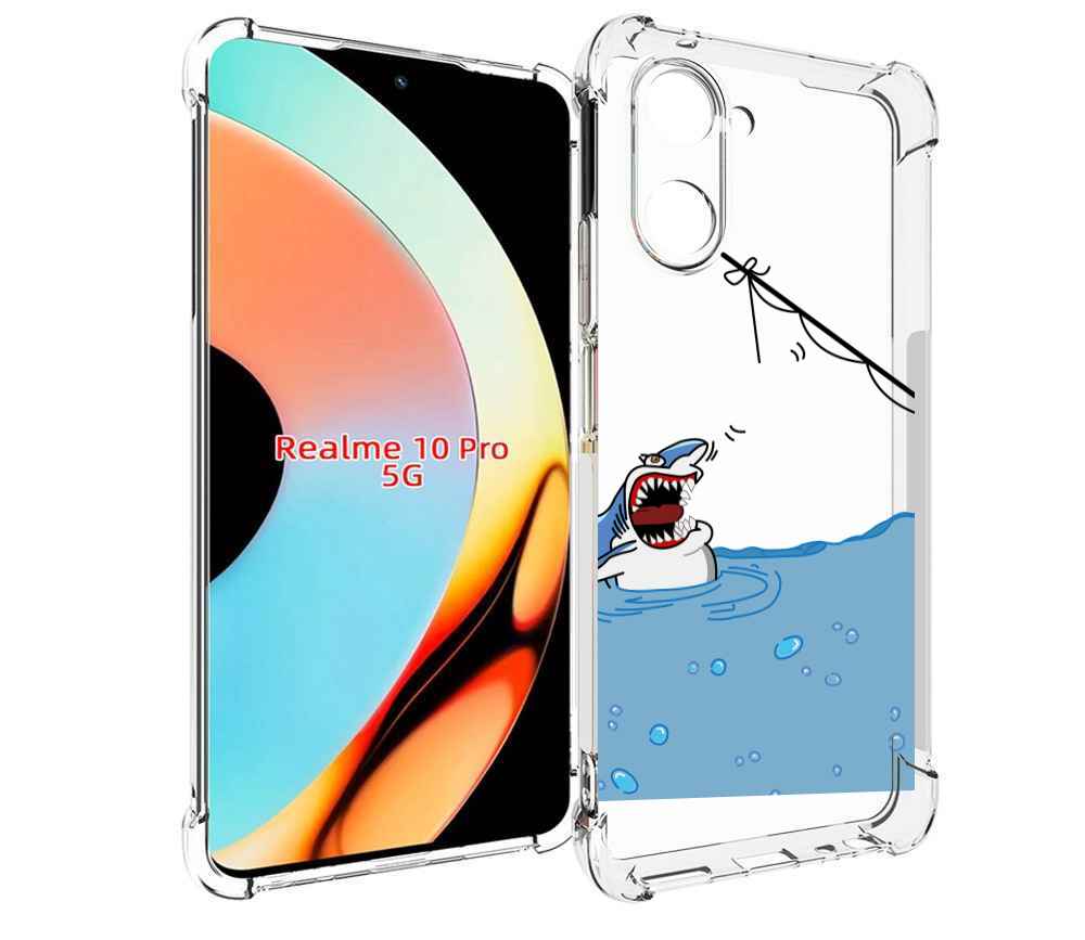 Чехол бампер MyPads акула-рисунок для Realme 10 Pro противоударный