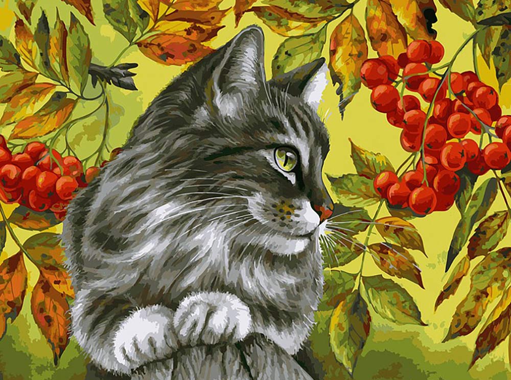 

Картина по номерам Белоснежка Отдых в ветках рябины, 30x40, Отдых в ветках рябины