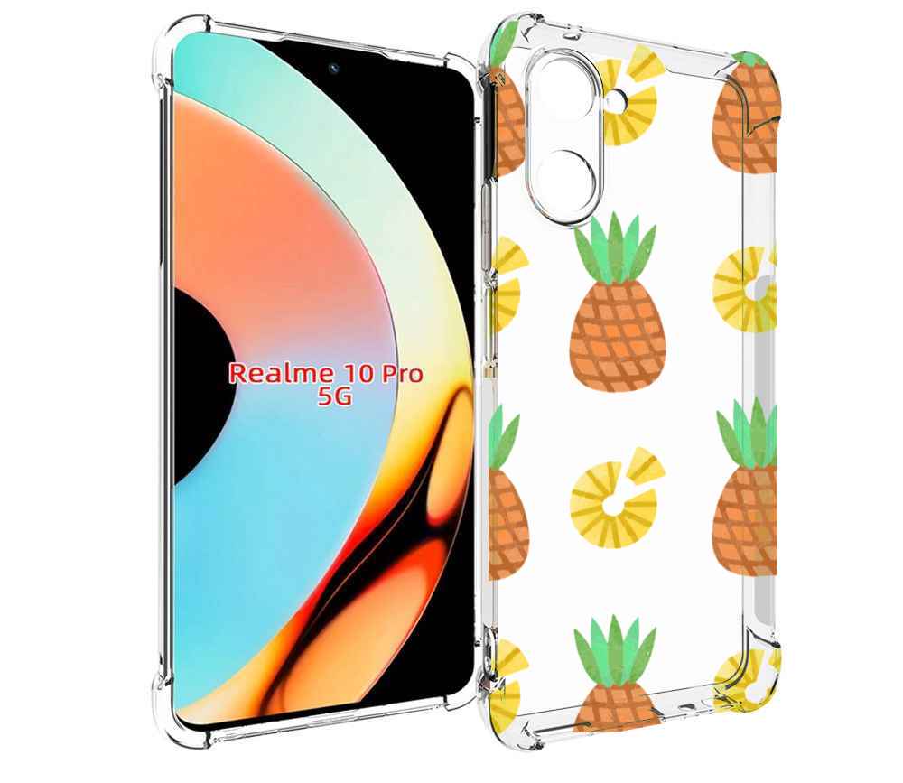 

Чехол бампер MyPads ананасики для Realme 10 Pro противоударный, Прозрачный, Tocco