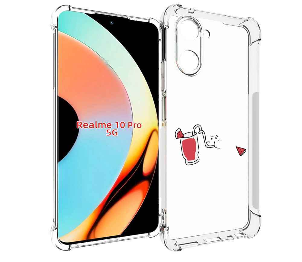 

Чехол бампер MyPads арбузный-напиток для Realme 10 Pro противоуд..., Прозрачный, Tocco