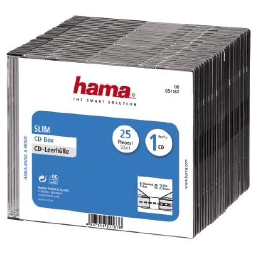 

Бокс для CD/DVD дисков Hama на 1CD/DVD H-51167 Slim Box прозрачный (упак.:25шт)