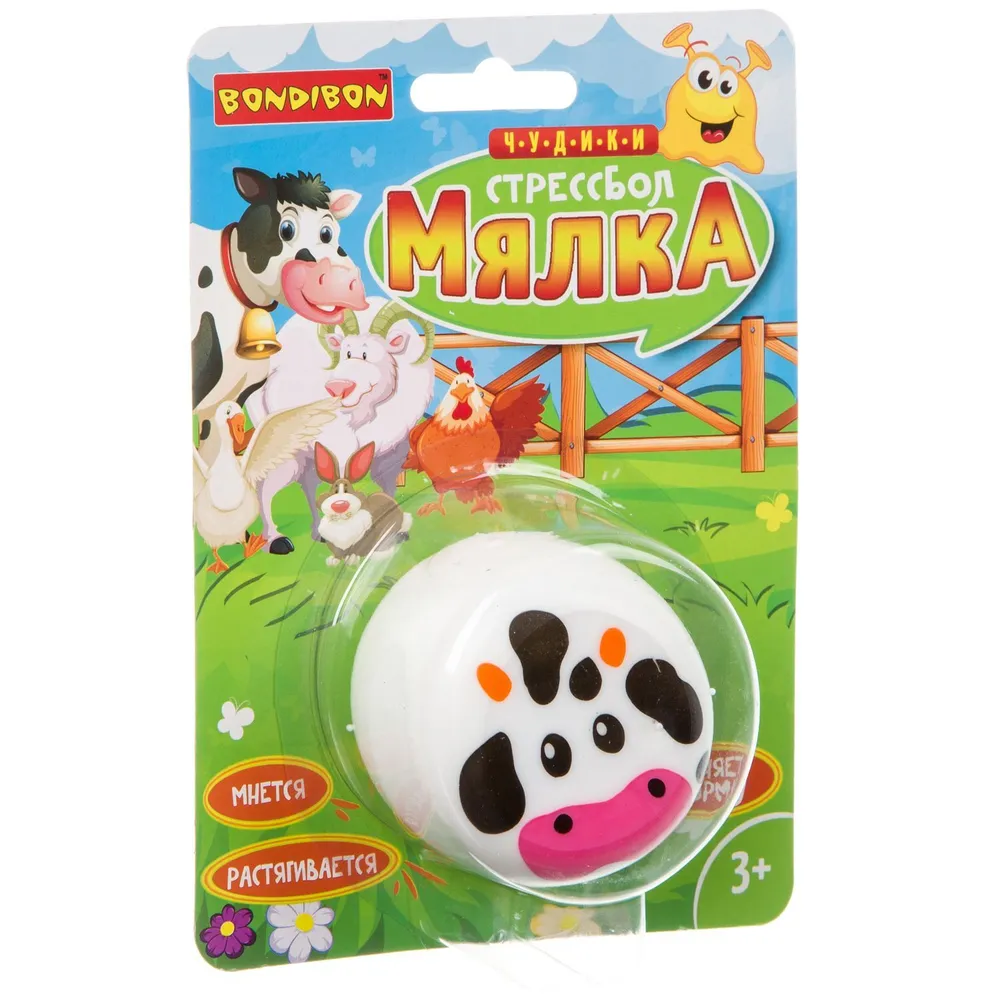 

Стрессбол Bondibon Мялка Чудики, корова, blister, 13х4х18 см, ВВ3572-dg
