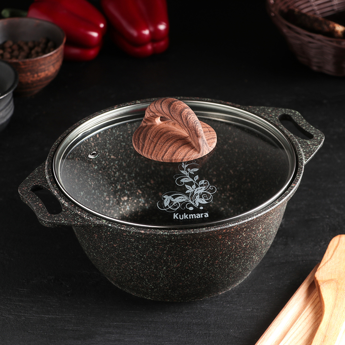 

Кастрюля Kukmara Granit ultra 4 л антипригарное покрытие коричневый, Серебристый