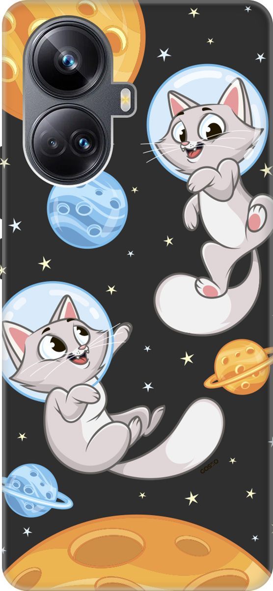 

Чехол на Realme 10 Pro+ "CosmoCats" черный, Черный;серый, 158642