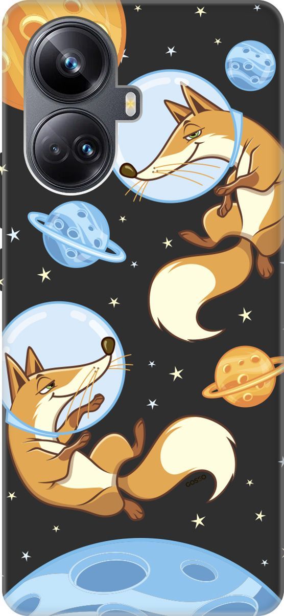 

Чехол на Realme 10 Pro+ "CosmoFoxes" черный, Черный;оранжевый, 158642