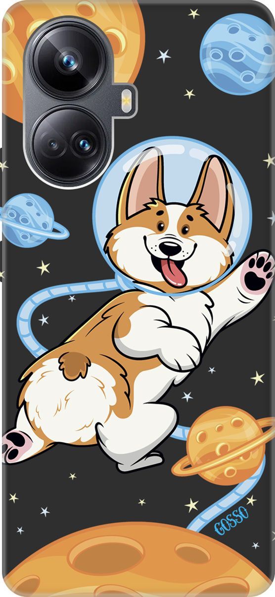 

Чехол на Realme 10 Pro+ "CosmoCorgi" черный, Черный;коричневый, 158642