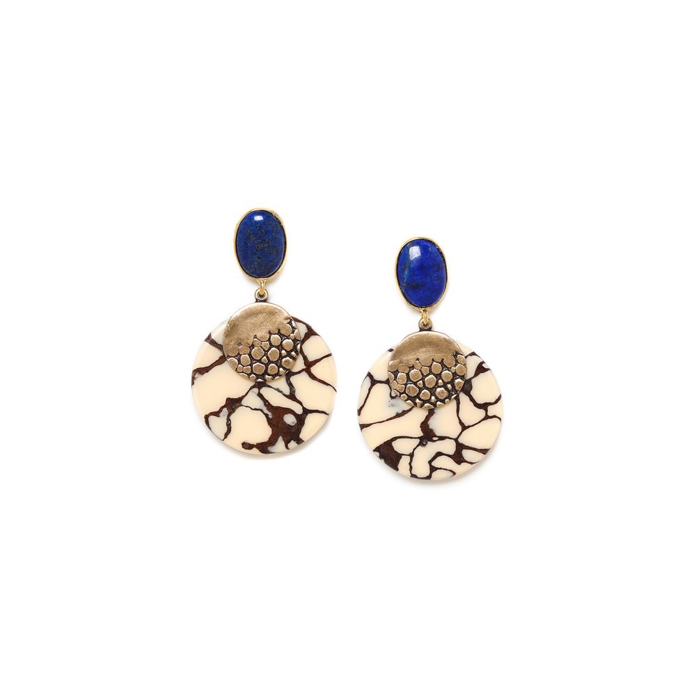 

Серьги подвески из бижутерного сплава Nature Bijoux NB23.2-12-79105, лазурит/термитник, NB23.2-12-79105