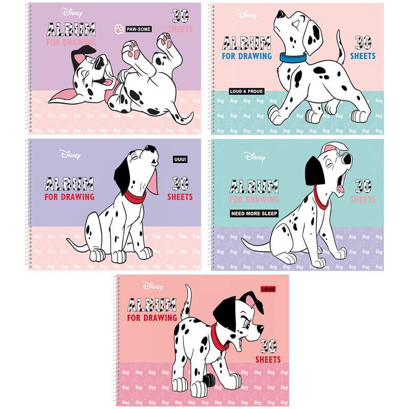

Альбом для рисования Disney Далматинцы А4, на спирали, 5 дизайнов в блоке, 30 л