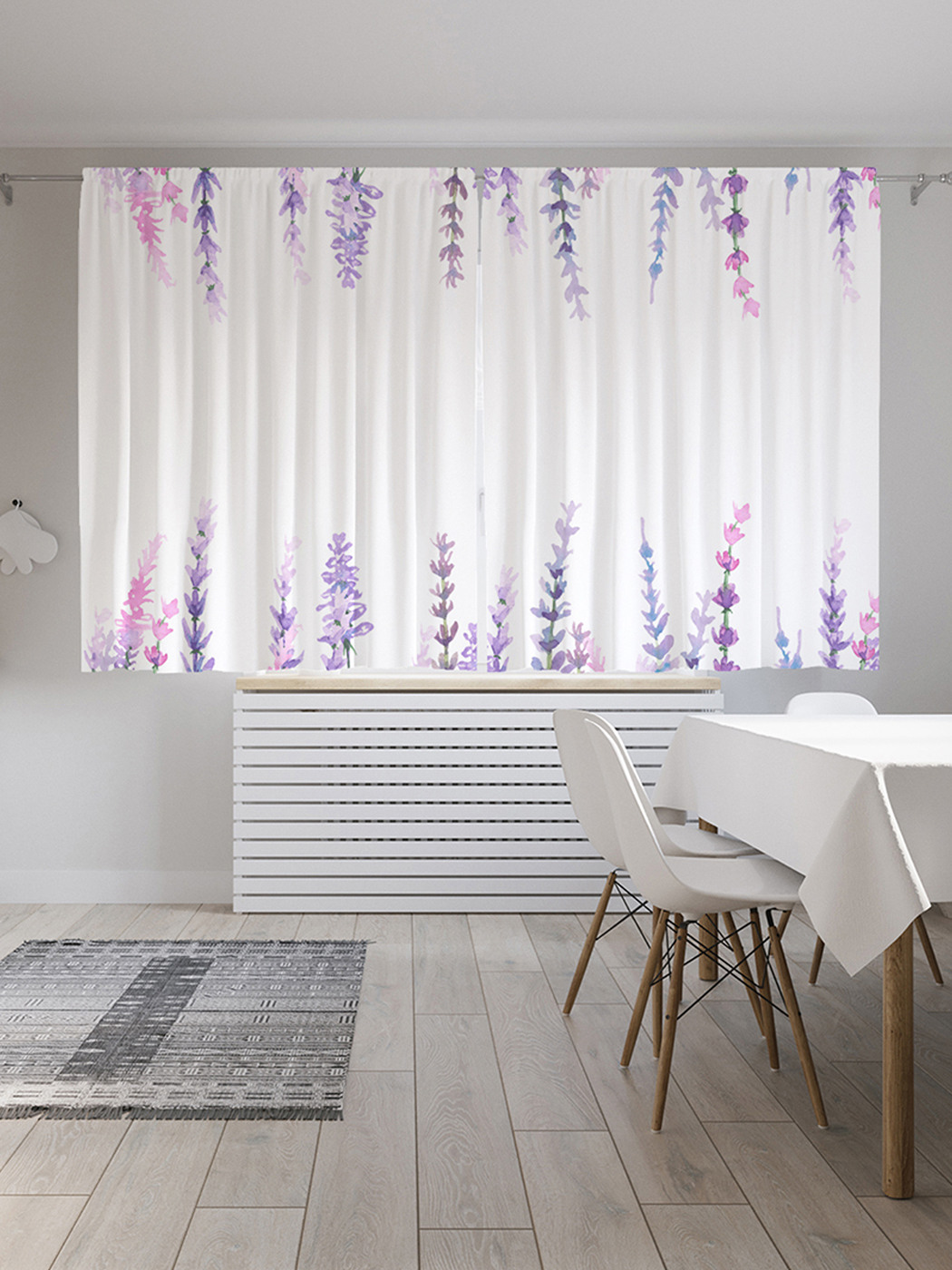 

Шторы с фотопечатью JoyArty "Цветочки у реки" из сатена, 290х180 см