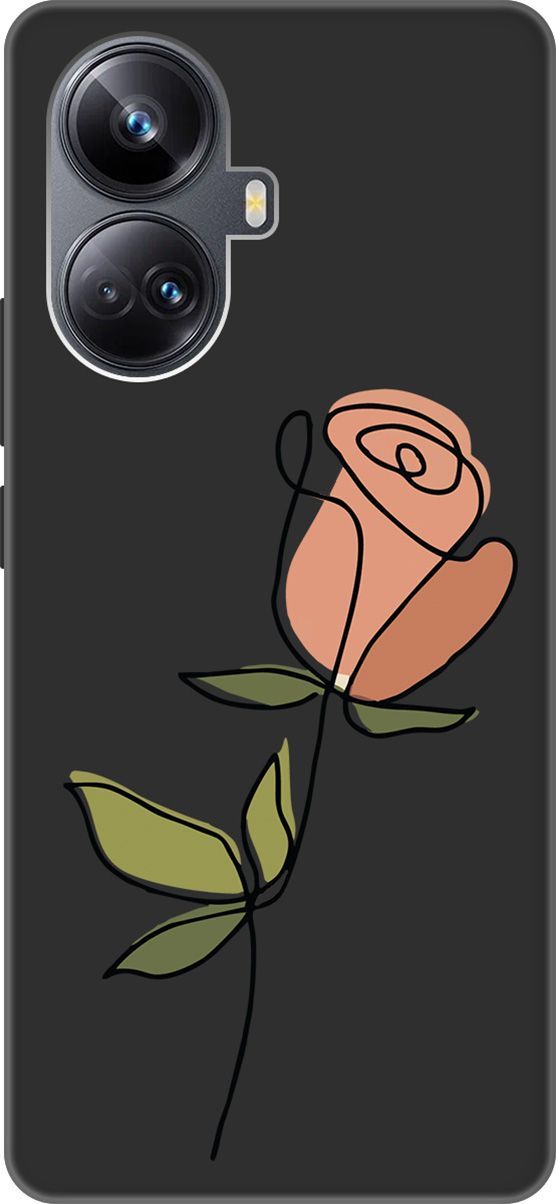 

Матовый Soft Touch Чехол на Realme 10 Pro+ "Rose" черный, Черный;зеленый, 158643