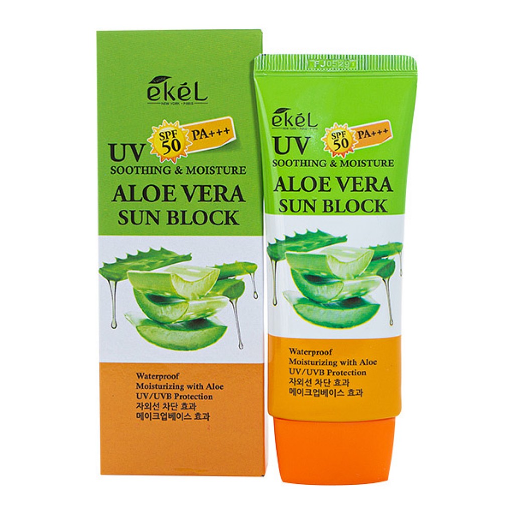 Крем Ekel Soothing and Moisture Aloe Vera Sun Block SPF50+/PA+++ солнцезащ. с алоэ, 70 мл