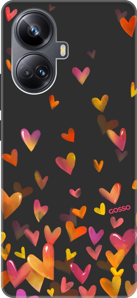 

Чехол на Realme 10 Pro+ "Flying Hearts" черный, Черный;желтый, 158644