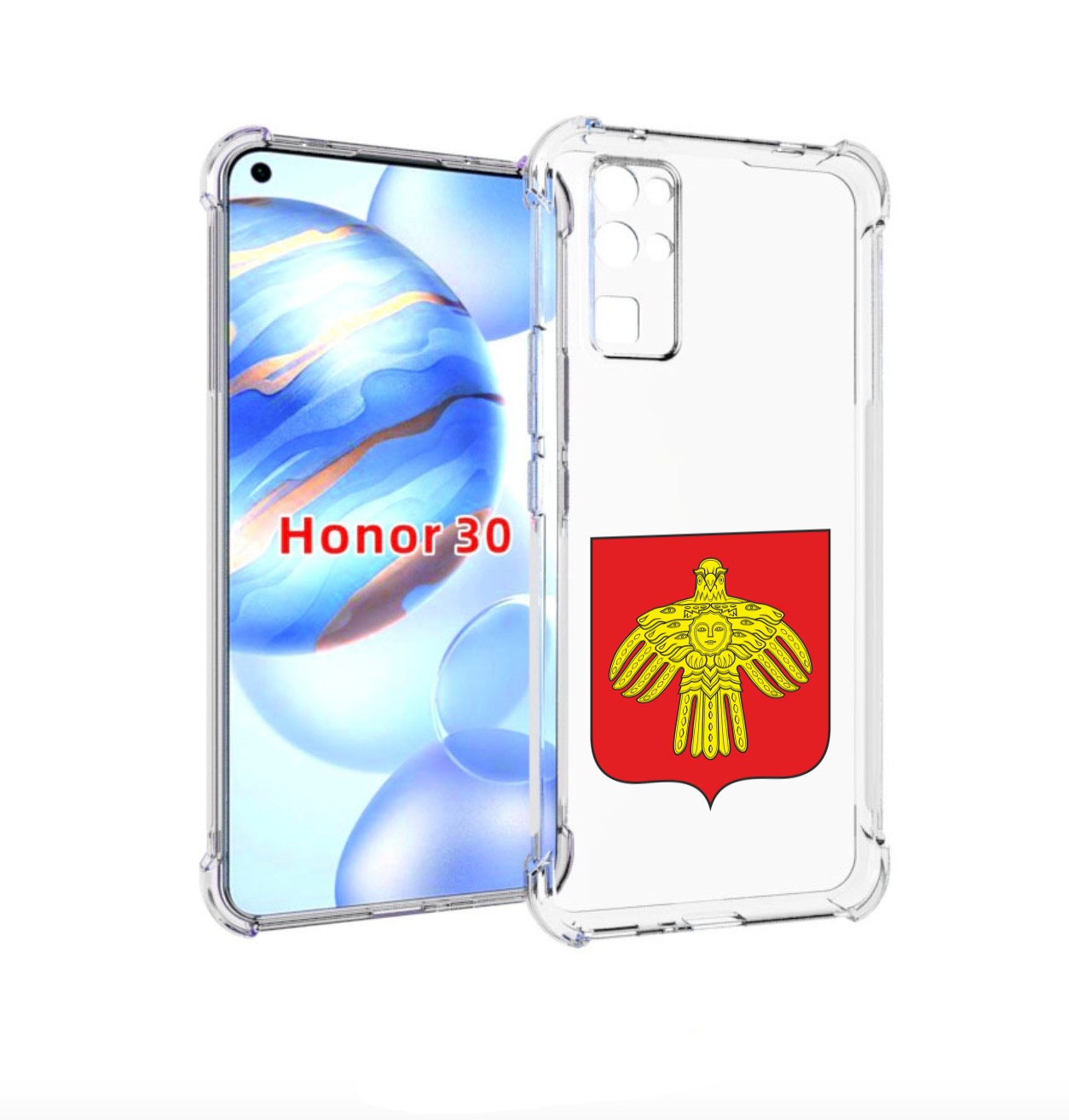 

Чехол бампер MyPads герб-коми-сыктывкар для Honor 30 (BMH-AN10), Прозрачный, Tocco