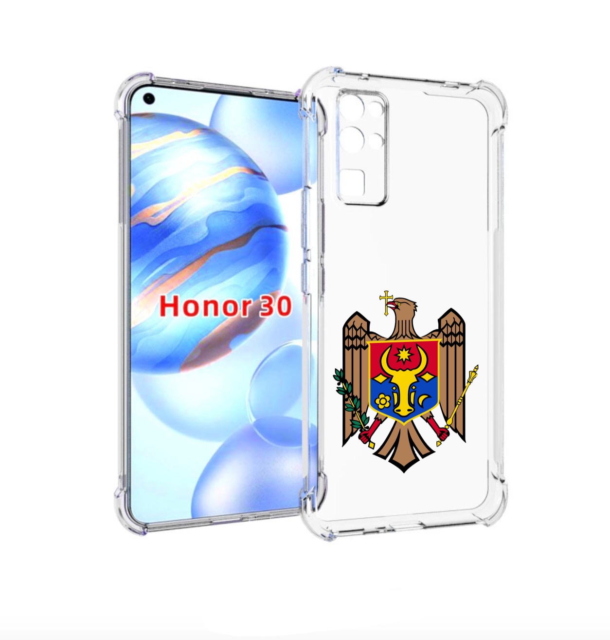 

Чехол бампер MyPads герб-молдовы для Honor 30 (BMH-AN10) противо, Прозрачный, Tocco