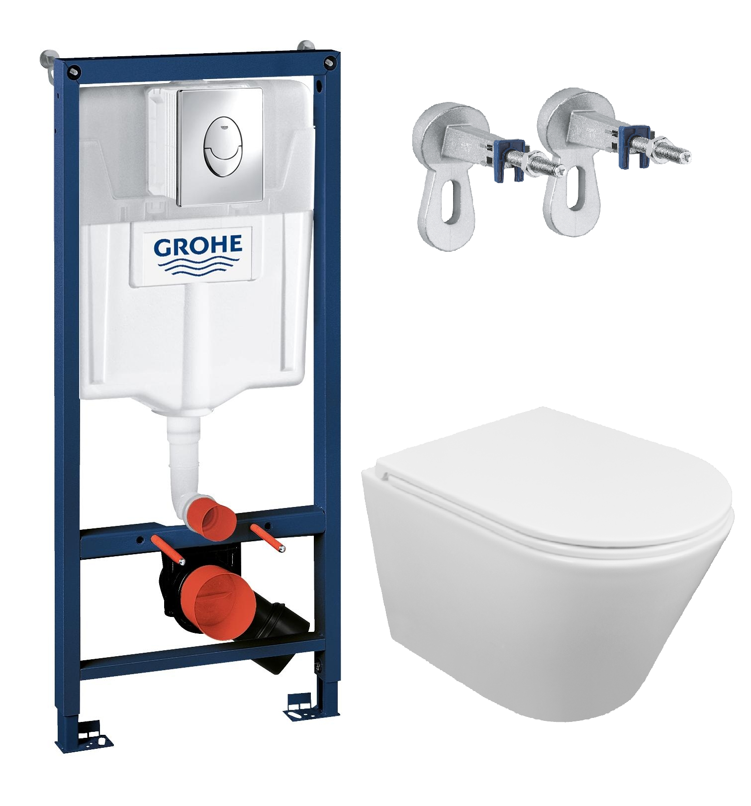 

Комплект инсталляция Grohe Rapid SL хром овал+Унитаз подв.Azario Teramo торнадо AZ0053UQ3