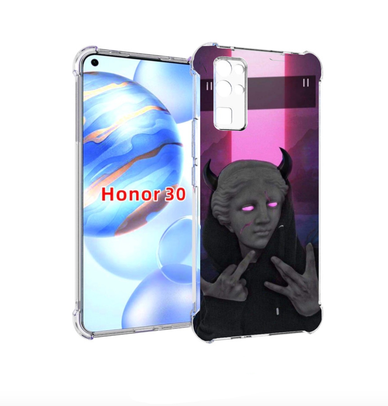 

Чехол бампер MyPads глитч-статуя для Honor 30 (BMH-AN10) противо, Прозрачный, Tocco