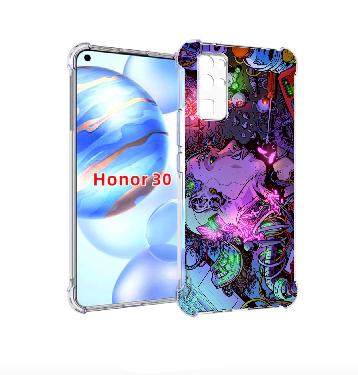 

Чехол бампер MyPads голова робота мультик для Honor 30 (BMH-AN10, Прозрачный, Tocco