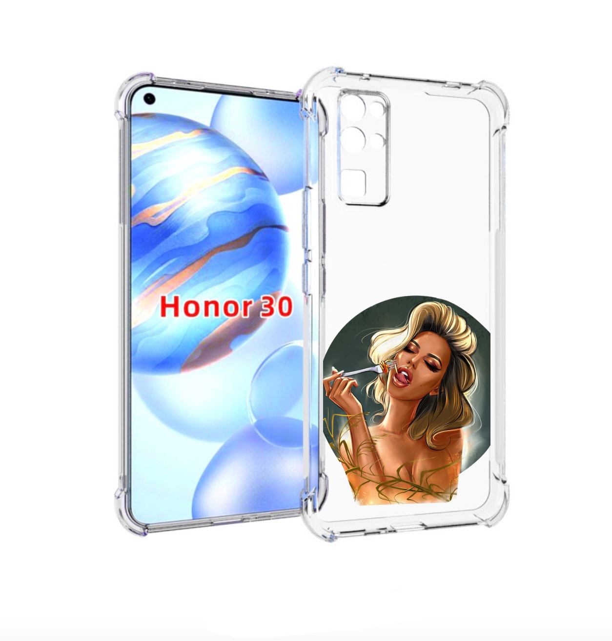 

Чехол бампер MyPads голодная-девушка-модель женский для Honor 30, Прозрачный, Tocco