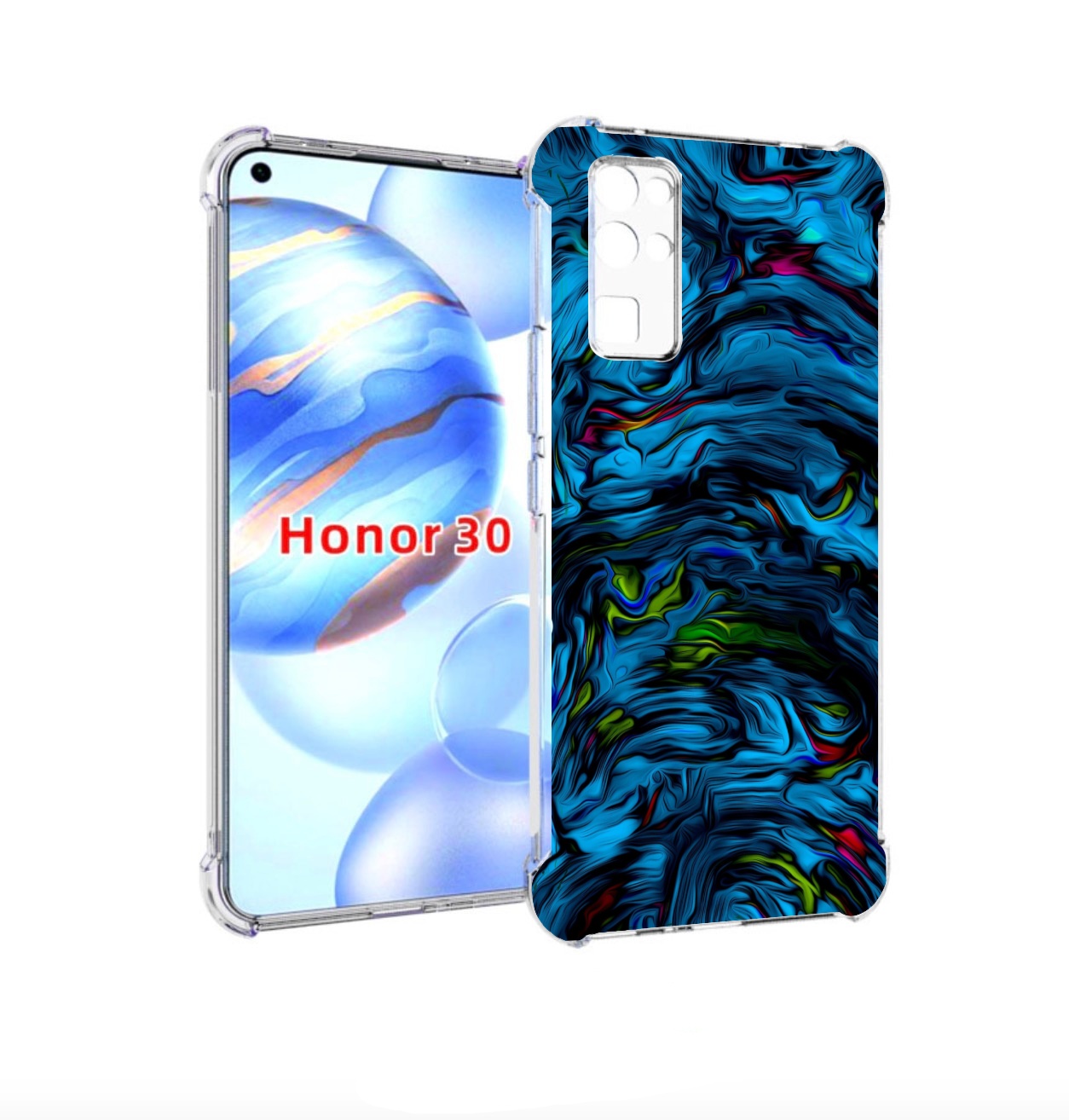 

Чехол бампер MyPads голубая краска в темноте для Honor 30 (BMH-A, Прозрачный, Tocco