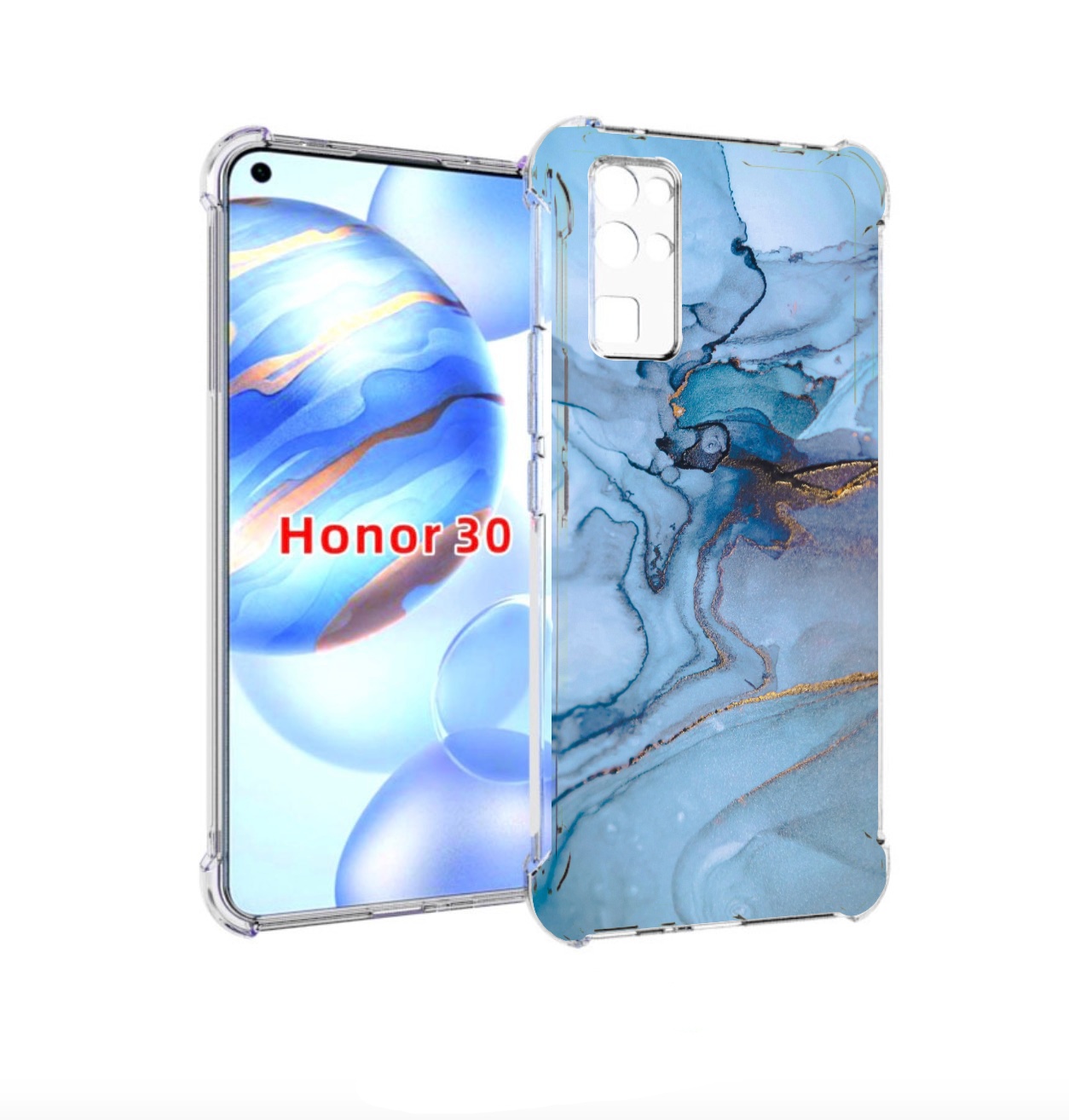

Чехол бампер MyPads голубой мрамор для Honor 30 (BMH-AN10) проти, Прозрачный, Tocco