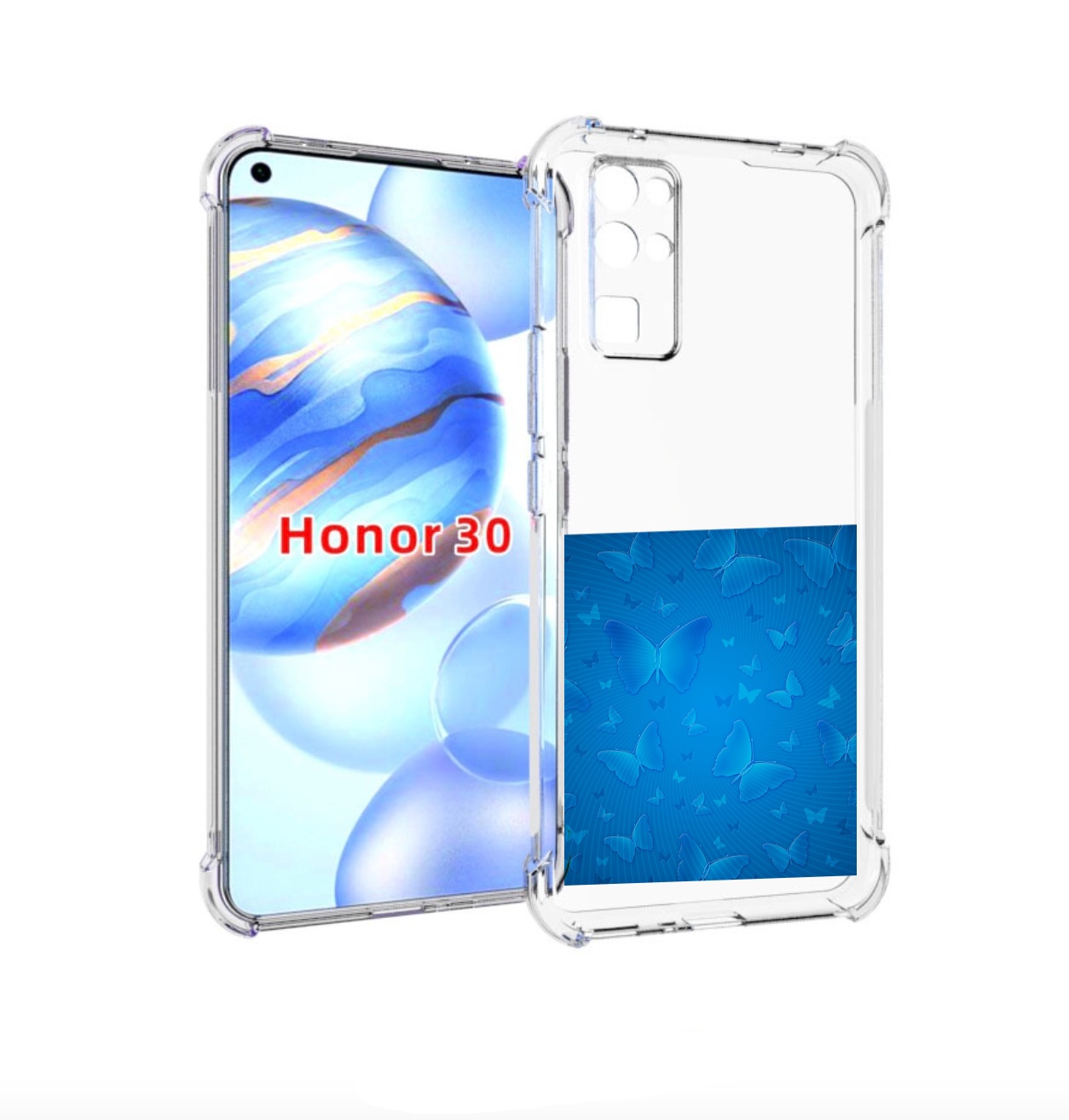 

Чехол бампер MyPads голубые-бабочки для Honor 30 (BMH-AN10) прот, Прозрачный, Tocco