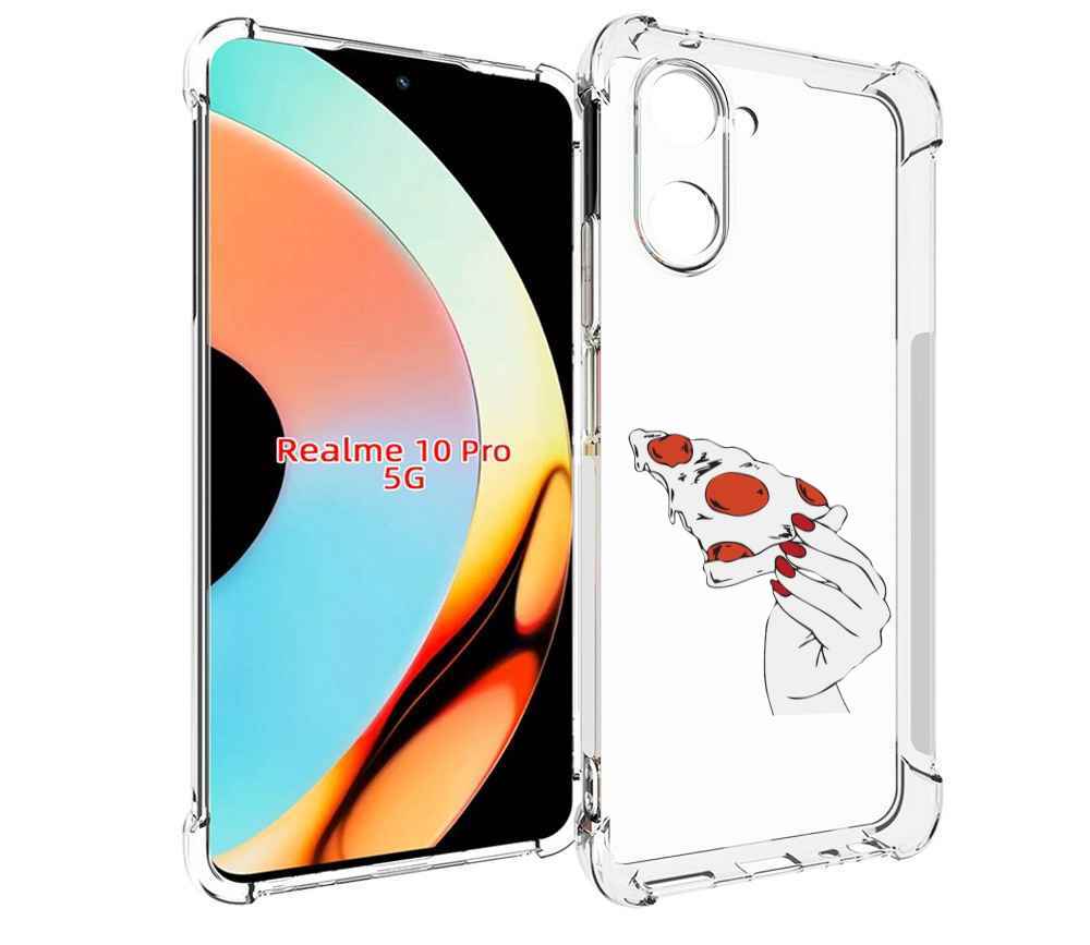 

Чехол бампер MyPads белая-пицца для Realme 10 Pro противоударный, Прозрачный, Tocco