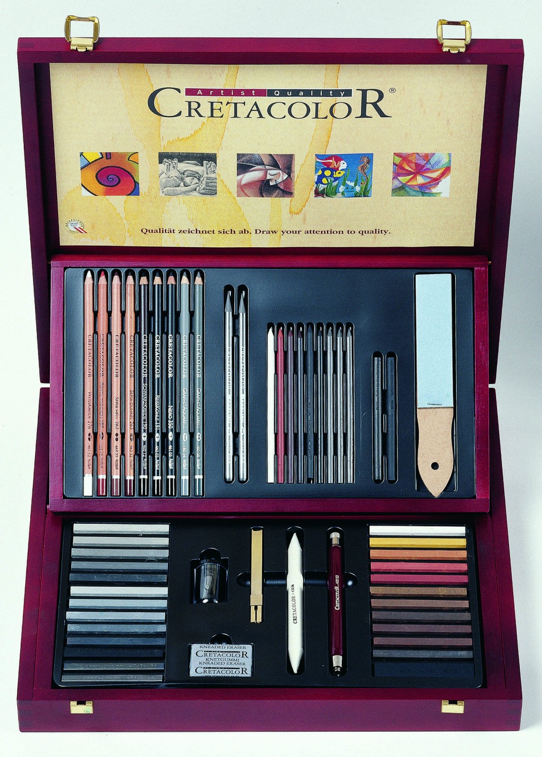 фото Cretacolor профессиональный художественный набор selection в деревянной коробке окрашенной