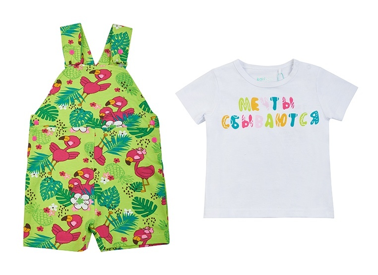 Костюм повседневный Kari Baby SS24B15600502, белый; светло-зеленый, 74