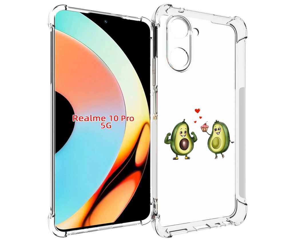 

Чехол бампер MyPads влюбленные-авокадо для Realme 10 Pro противо..., Прозрачный, Tocco